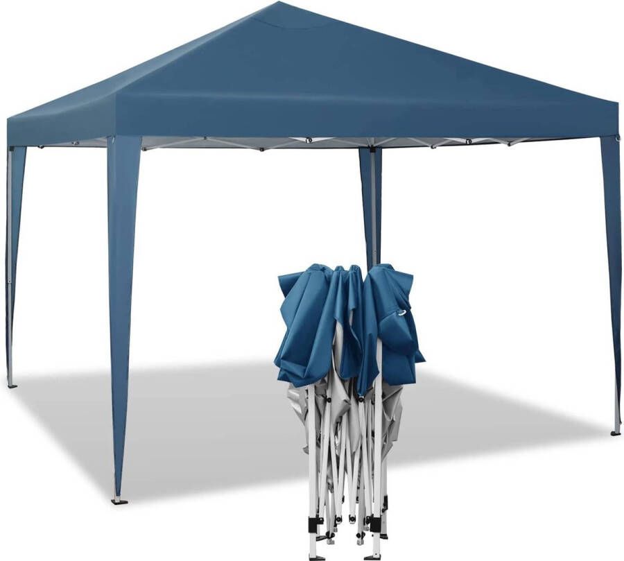 BukkitBow Partytent – Opvouwbare Tent – Waterdicht en Weersbestendig – Tuinpaviljoen 300 x 300 cm – Blauw