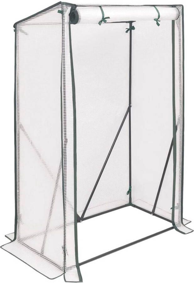 BukkitBow – Polytunnel Tuinkas – Winterproof Tunnel voor Groenten Teelt – Compacte Tuinkas met Groot Luik en 3 Bloemen Planken 100x50x150CM