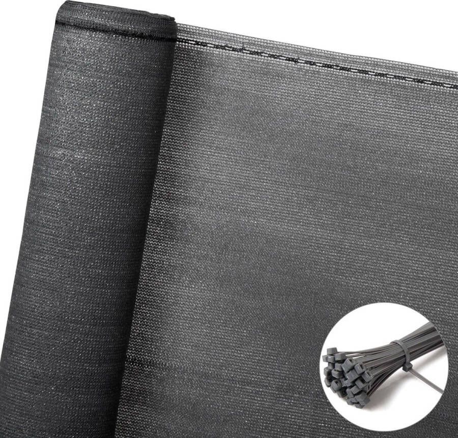 BukkitBow Privacy Scherm Antraciet 150g m² Schaduwend: 85% Temperatuurbestendig Inclusief Kabelbinders 2x15m