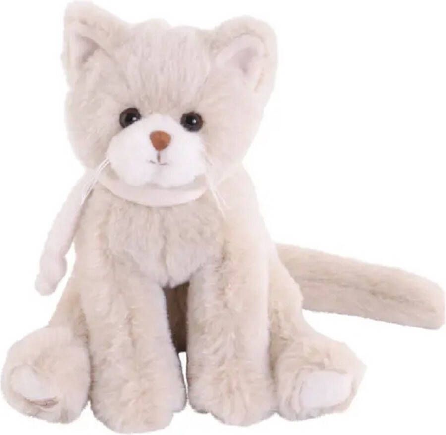 Bukowski pluche kat poes knuffeldier creme wit zittend 25 cm Luxe kwaliteit knuffels