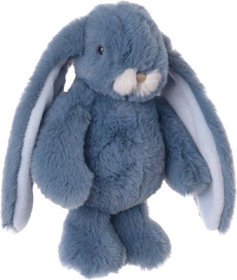 Bukowski pluche konijn knuffeldier blauw staand 22 cm Luxe kwaliteit knuffels