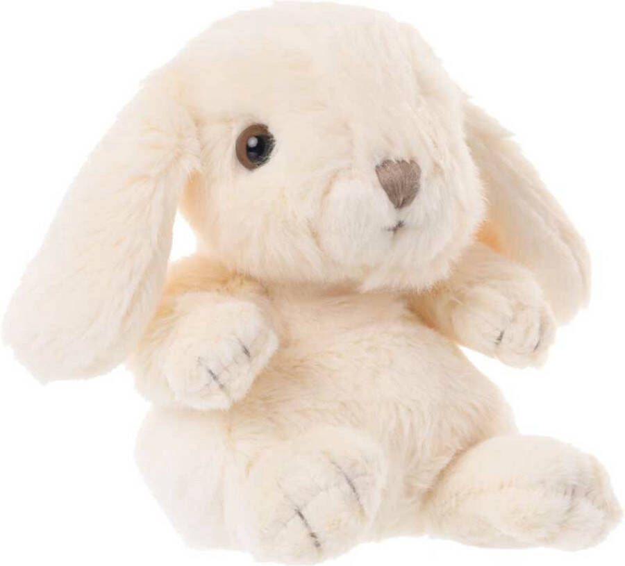 Bukowski pluche konijn knuffeldier wit zittend 15 cm Luxe kwaliteit knuffels