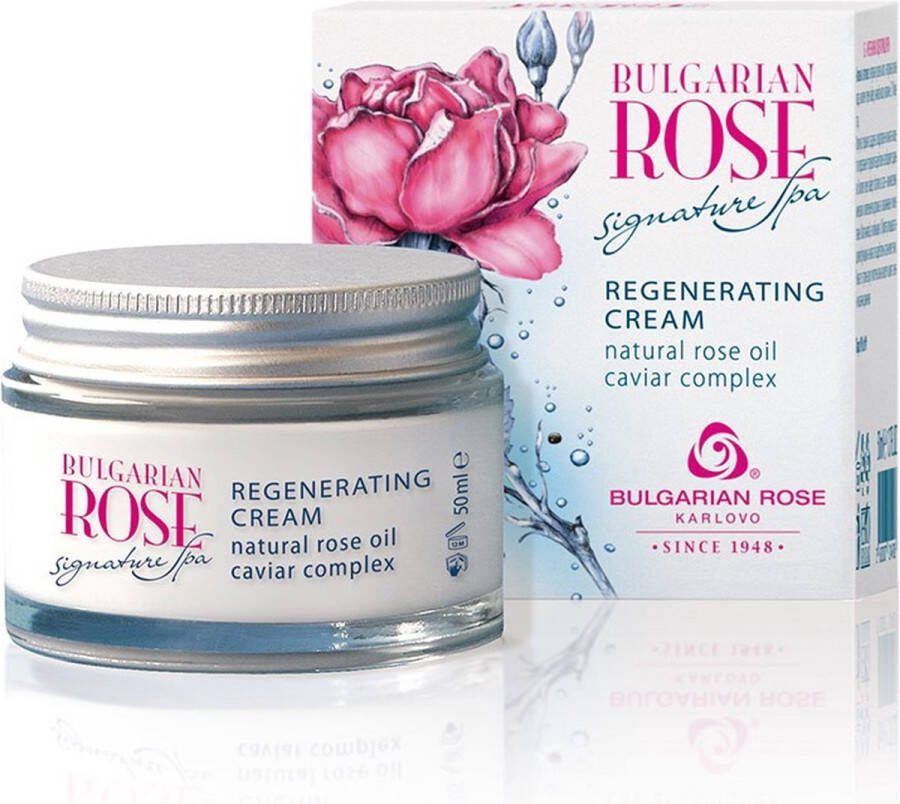 Bulgarian rose Karlovo Regenerating cream Signature Spa Regenererende nachtcrème met kaviaar complex olijfolie en 100% natuurlijke Bulgaarse rozenolie en rozenwater