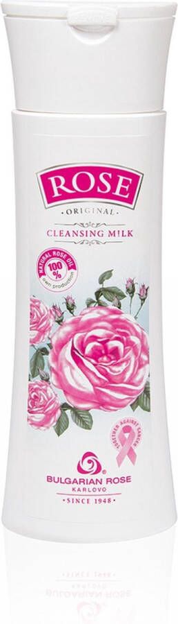 Bulgarian roos Karlovo Cleansing milk Rose Original Reinigingsmelk Moederdag cadeautje Rozen cosmetica met 100% natuurlijke Bulgaarse rozenolie en rozenwater