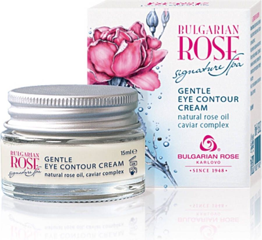 Bulgarian rose Karlovo Gentle eye contour cream Signature Spa Oogcrème met druivenpitolie shea butter en rozenolie Rozen cosmetica met 100% natuurlijke Bulgaarse rozenolie en rozenwater