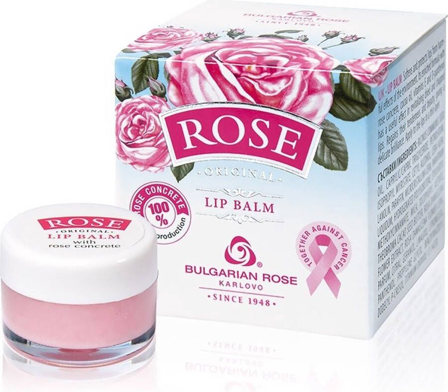 Bulgarian rose Original Lippenbalsem Beschermt tegen het uitdrogen barsten van de lippen Verzachtend Met natuurlijk rozenwater en pure rozenolie Verrijkt met vitamine E en D-panthenol