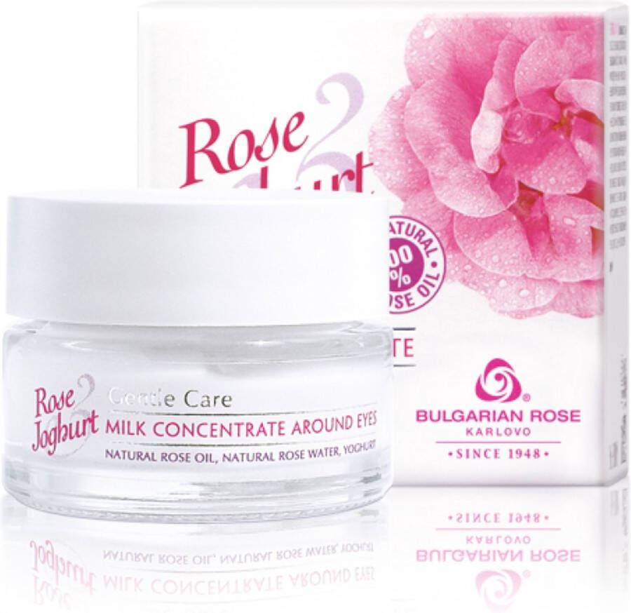 Bulgarian rose Karlovo Milk concentrate around eyes Rose Joghurt Oogcrème Rozen cosmetica met 100% natuurlijke Bulgaarse rozenolie en rozenwater