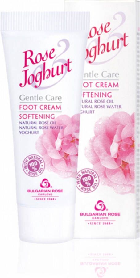 Bulgarian rose Karlovo Softening foot cream Rose Joghurt Voetcrème Vaderdag cadeau Rozen cosmetica met 100 % natuurlijke Bulgaarse rozenolie en rozenwater