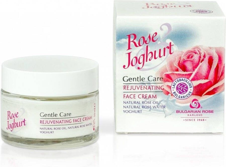 Bulgarian rose Karlovo Rejuvenating face cream Rose Joghurt Verjongende dag- nachtcrème met Bulgaarse yoghurt Pentavitine en 100% natuurlijke Bulgaarse rozenolie en rozenwater