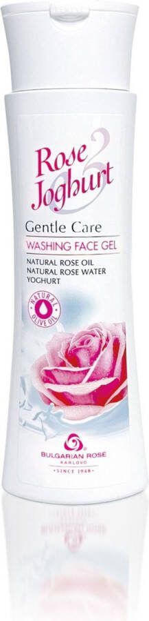 Bulgarian rose Karlovo Washing face gel Rose Joghurt Reinigingsgel voor gezicht met Bulgaarse yoghurt en olijfolie Rozen cosmetica met 100% natuurlijke Bulgaarse rozenolie en rozenwater
