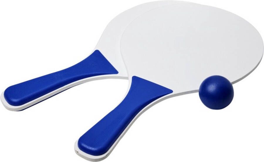 Bullet Blauw witte beachball set buitenspeelgoed Houten beachballset Rackets batjes en bal Tennis ballenspel