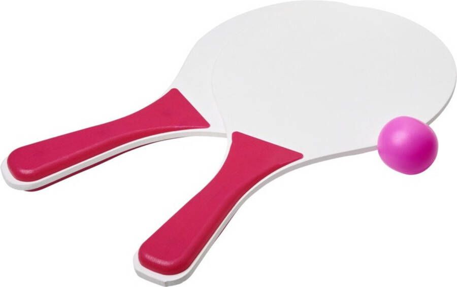 Bullet Roze witte beachball set buitenspeelgoed Houten beachballset Rackets batjes en bal Tennis ballenspel