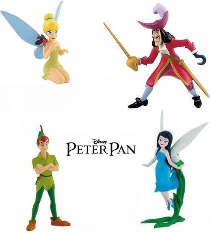Bullyland Speelset Peter Pan Kapitein Haak Tinkerbell en Silvermist ca. 9cm kunststof