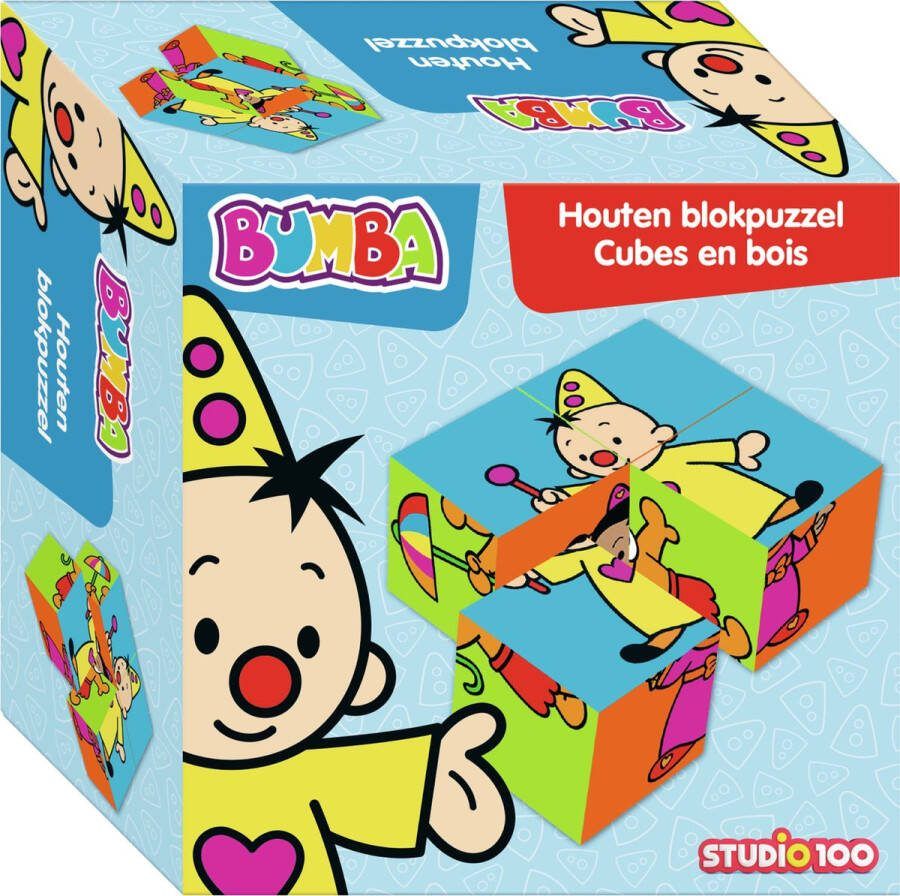 Bumba Blokpuzzel Houten kleurrijke blokpuzzel met 4 blokken