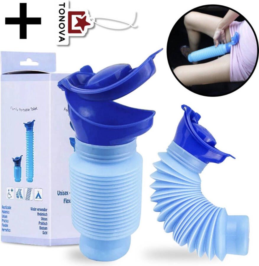 Bundel Plasfles + Tonova Autoparfum Herbruikbare Nood Toilet Unisex 750ml Plastuitje Camping WC Blauw