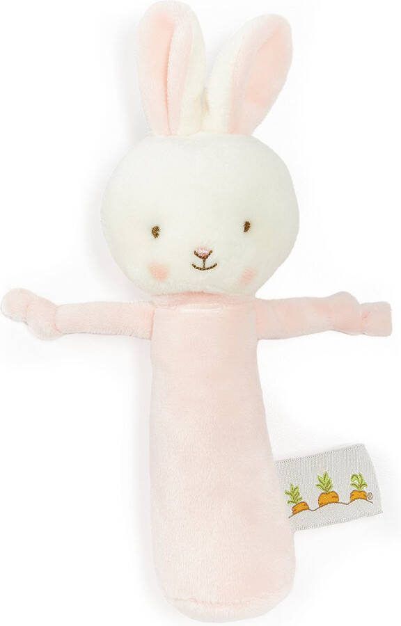 Bunnies By The Bay Friendly Chime Rammelaar Knuffel Knijprammelaar Geborduurde details 15 cm Polyester Konijn Roze