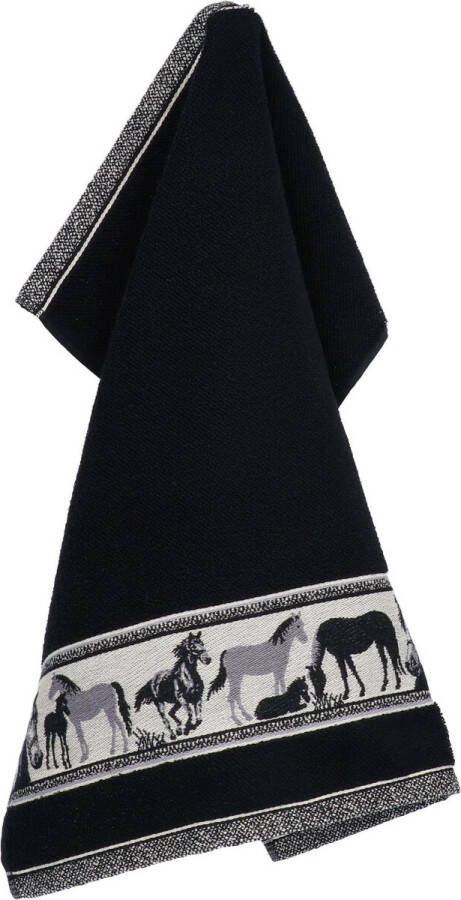 Bunzlau Castle Keukendoek Paard Zwart| x cm