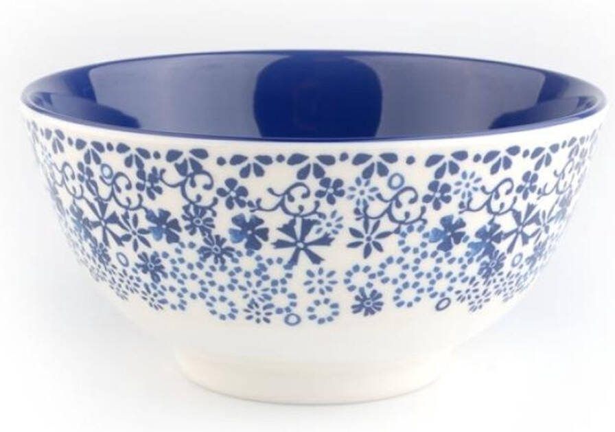 Bunzlau Castle Melamine Kom Indigo Lace Ø: 15 cm camping servies picknick servies
