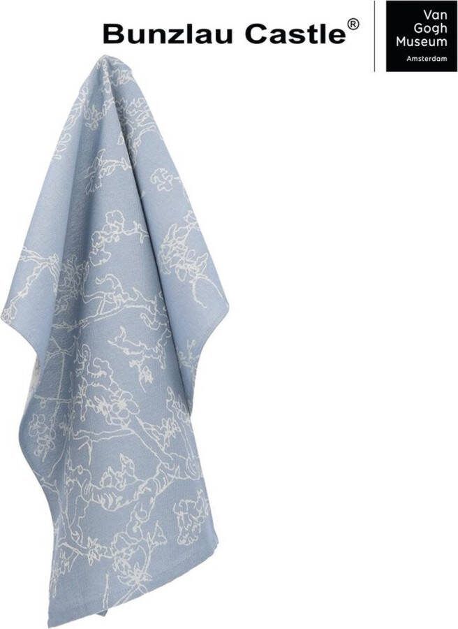 Bunzlau Castle Theedoek VGM Almond Blossom Grijs-Blauw| 65.00 x 65.00 cm