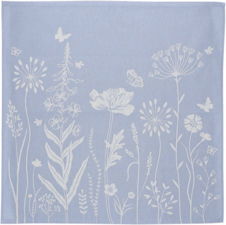 Bunzlau Castle Theedoek Wild Flowers grijsblauw| 65.00 x 65.00 cm