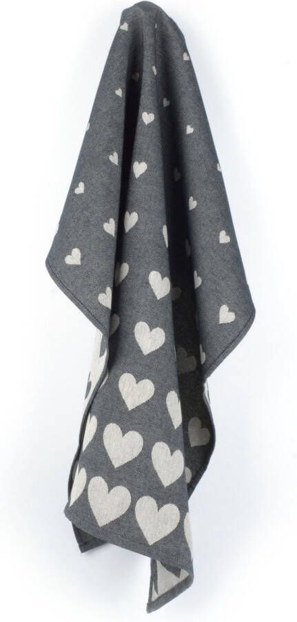 Bunzlau Castle Textile Theedoek Hart Donkerblauw GOTS