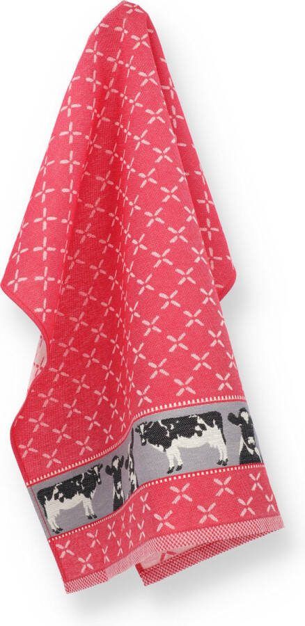 Bunzlau Castle Theedoek Koe Rood GOTS| 65.00 x 65.00 cm