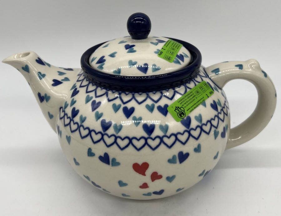 Bunzlau keramiek theepot 1 3 liter hartjes