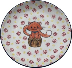 Bunzlau Ontbijtbord- Dessertbord- Kinderbord- Kinderen- Bord- Kat- Poes- Handmade- Handgemaakt- Handpainted- Handbeschilderd- Kids