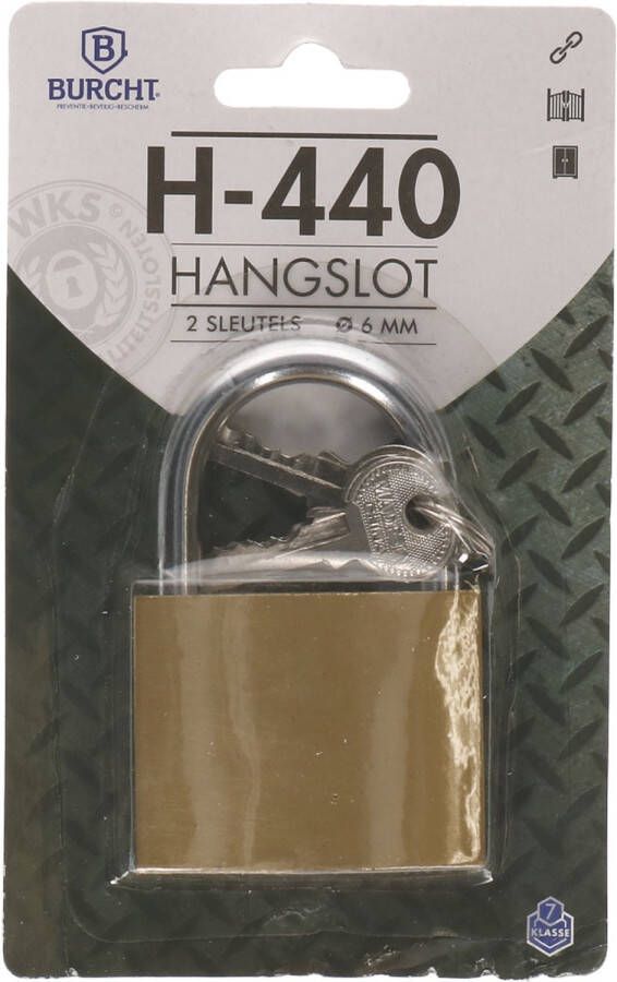 Burcht Hangslot 6 mm met 2 sleutels gehard staal 2 cm breed