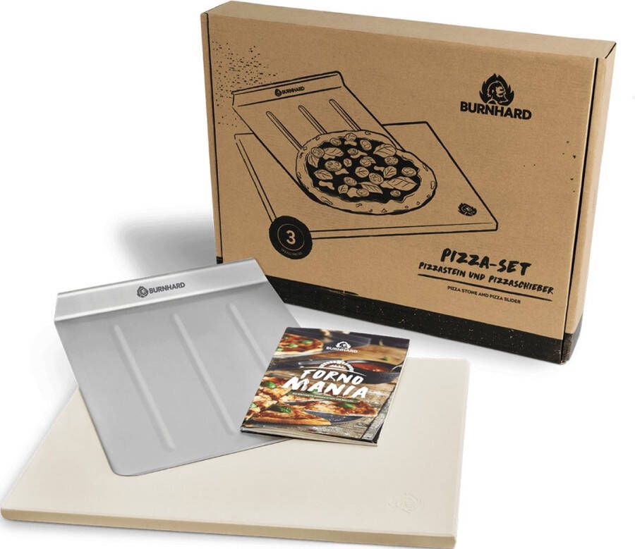 Burnhard Pizzasteen 45 x 35 x 1 5 cm + pizzaschep