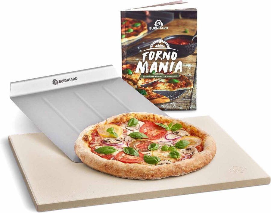 Burnhard Pizzasteen 45 x 35 x 1 5 cm + pizzaschep
