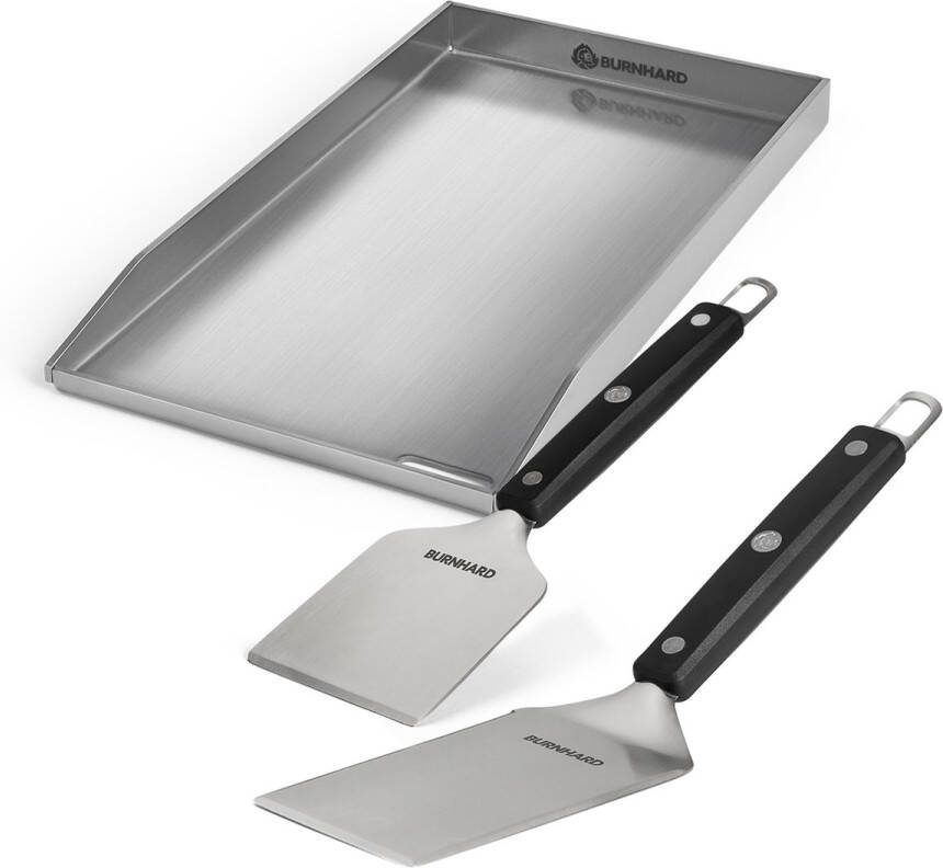 Burnhard Plancha Grillplaat RVS FRED 41 5 x 23 5 x 3 5 cm & Spatel Set 2-delig