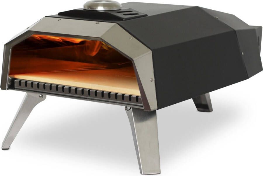 Burnic pizzaoven voor buiten Gas Gestookt ø 30 cm Draagbaar en Opvouwbaar Tot 500°C Met Ingebouwde Thermometer