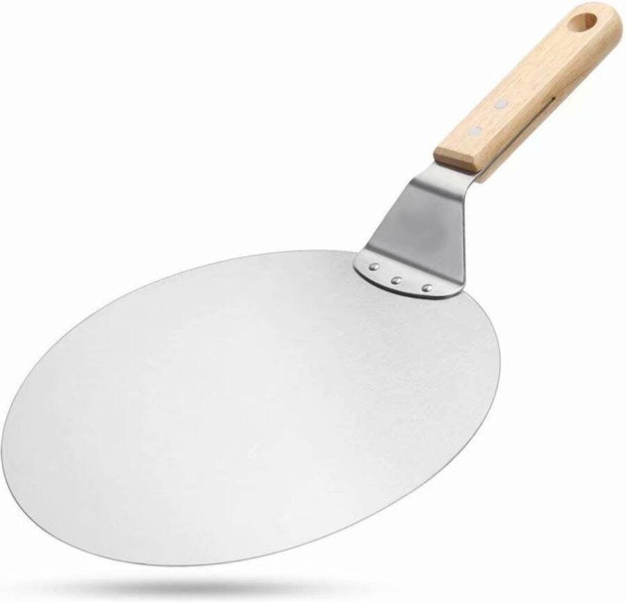 Burnic Pizzaschep RVS Ø30 cm Rond Voor BBQ en oven Pizzaspatel Houten Handvat