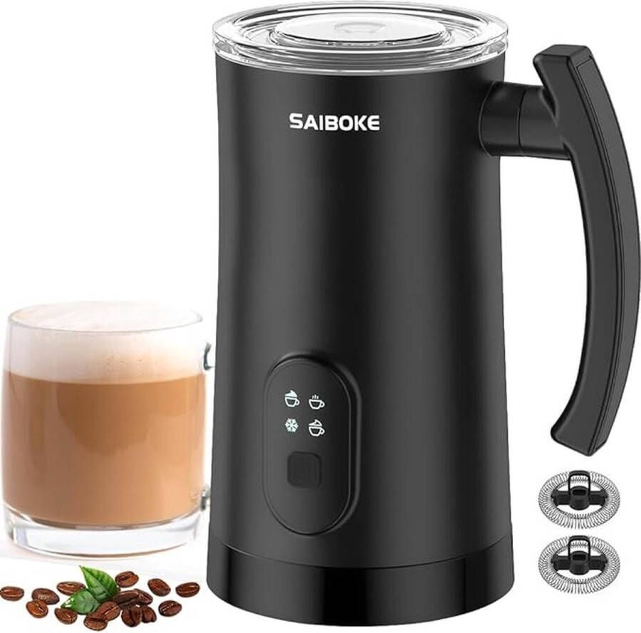 BURNNOVE SAIBOKE 4-in-1 Elektrische Melkopschuimer en Stomer 350 ml Stil en Automatisch voor Warm en Koud Melkschuim Perfect voor Latte Cappuccino en Macchiato