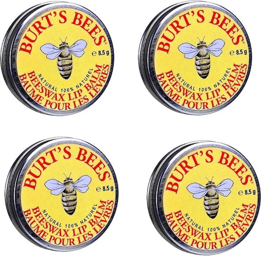 Burt's Bees Lip Balm Tin Beeswax 4 Pak