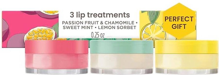Burt's Bees Lip Mask Set Intensieve Nachtbehandeling Hydrateert en Voedt voor Gehele Dag Passievrucht & Kamille Zoete Munt & Citroensorbet