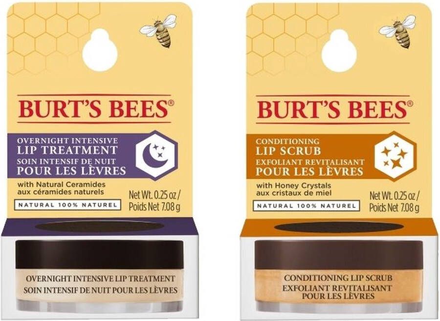 Burt's Bees Lip Treatment Overnight Intensive + Lip Scrub Conditioning Set