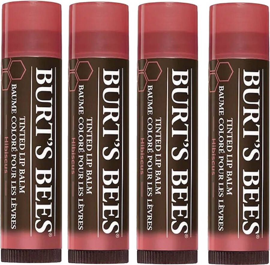 Burt's Bees Tinted Lip Balm Hibiscus 4 Pak Voordeelverpakking