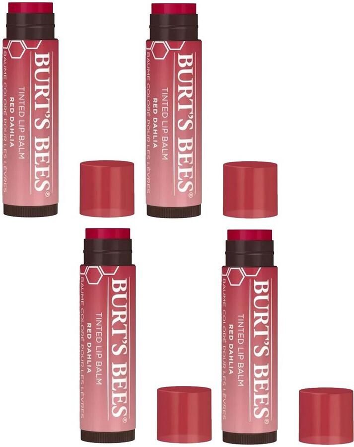 Burt's Bees Tinted Lip Balm Red Dahlia 4 Pak Voordeelverpakking