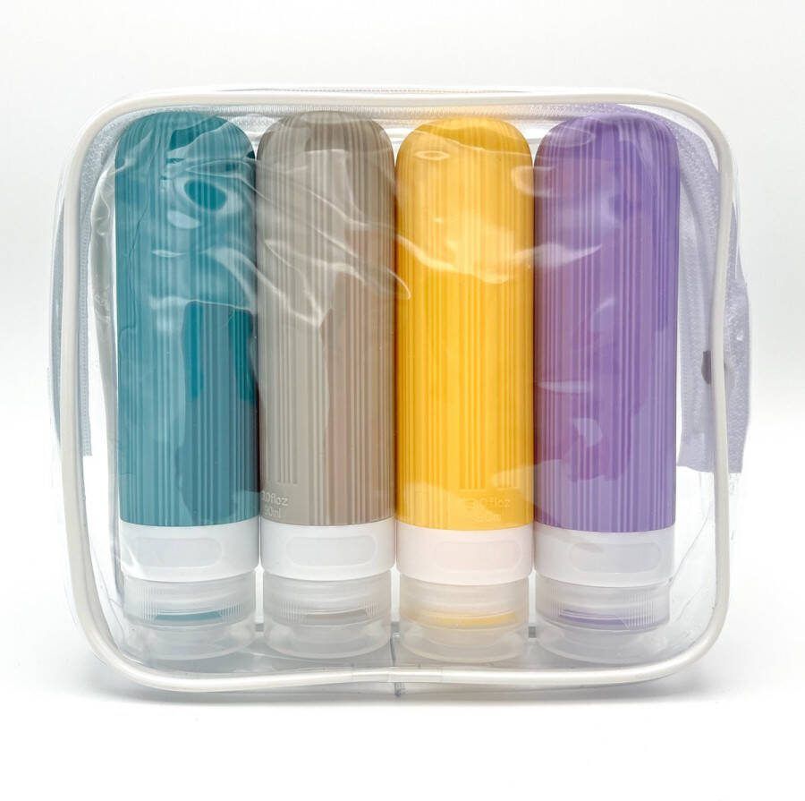 BusinessBody Reisflacons met Etui Lekvrij Reisflesjes met Tasje Handbagage 4x90 ml