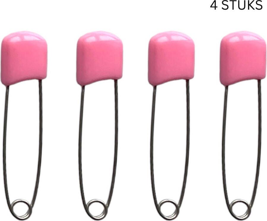 Buttonz 4 Veiligheidsspelden Met Beschermkap Roze 5 4 CM Luier Speld Katoenen Luier Baby Veiligheidsspeld Speld Baby Safety Pins