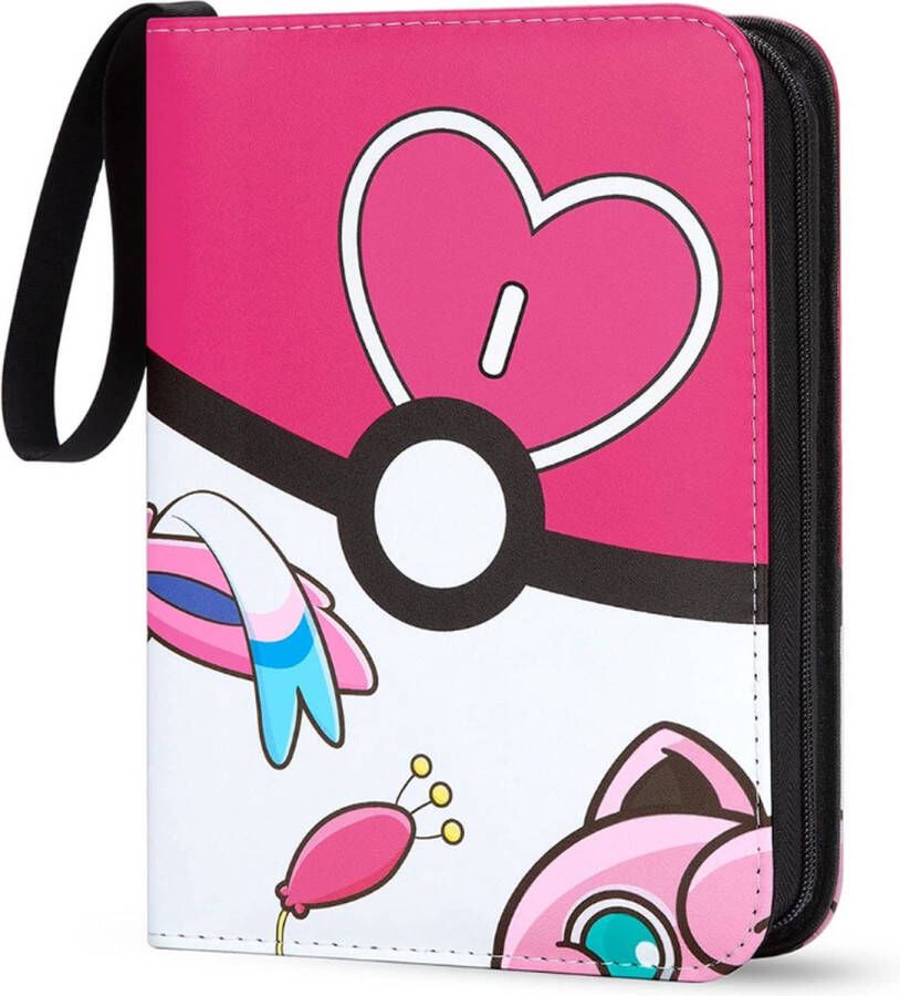 Buxibo 240 Vaks Opbergmap Verzamelmap Geschikt voor Pokémon Kaarten Verzamelalbum met Rits 4 Pocket Map Binder Houder- Opbergmap voor 240 Kaarten Pink