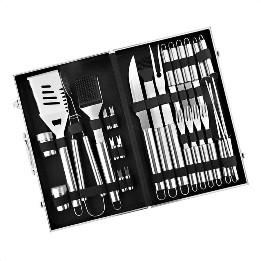 Buxibo BBQ Set 26-delige Barbecue Toolbox Luxe Barbecuegereedschapset + Koffer