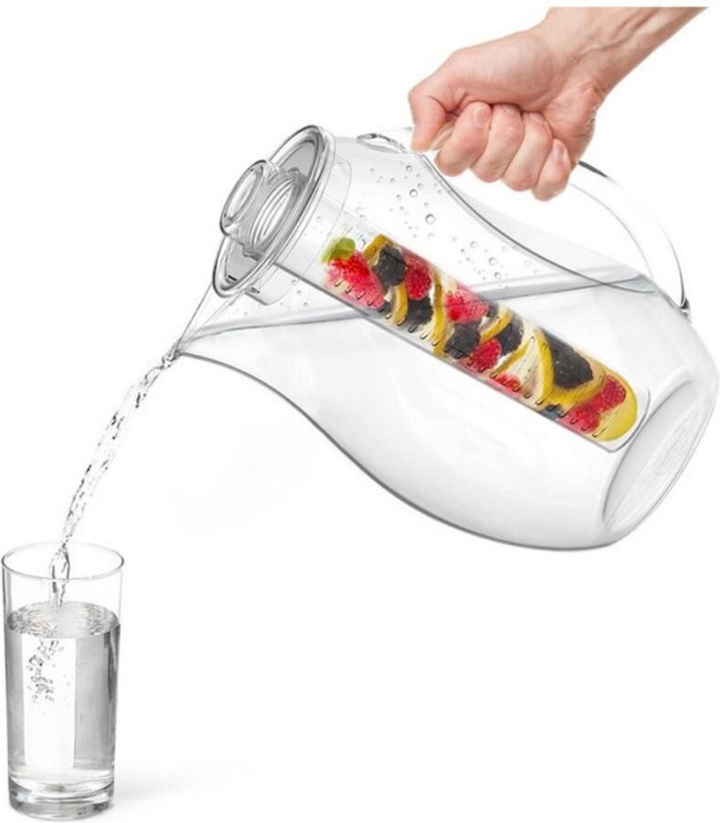 Buxibo Waterfles met Fruit Infuser 2.75 Liter 100% BPA Vrij Detox Waterfles Waterkan Schenkkan met Fruit Filter