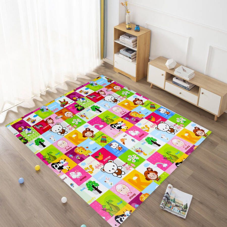 Buxibo Dubbelzijdige Speelmat Foam Dik XPE Foam Kruipmat Speelkleed Vloermat Baby Peuter & Kind Multicolor XPE-009 200x180cm