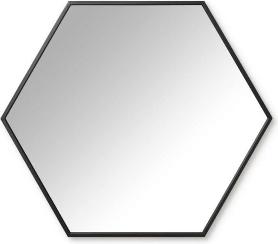 Buxibo Hexagon Spiegel Moderne Nordic Design Wandspiegel Zeshoekige Spiegel Badkamer Make-up Spiegel Zwart 52x60cm