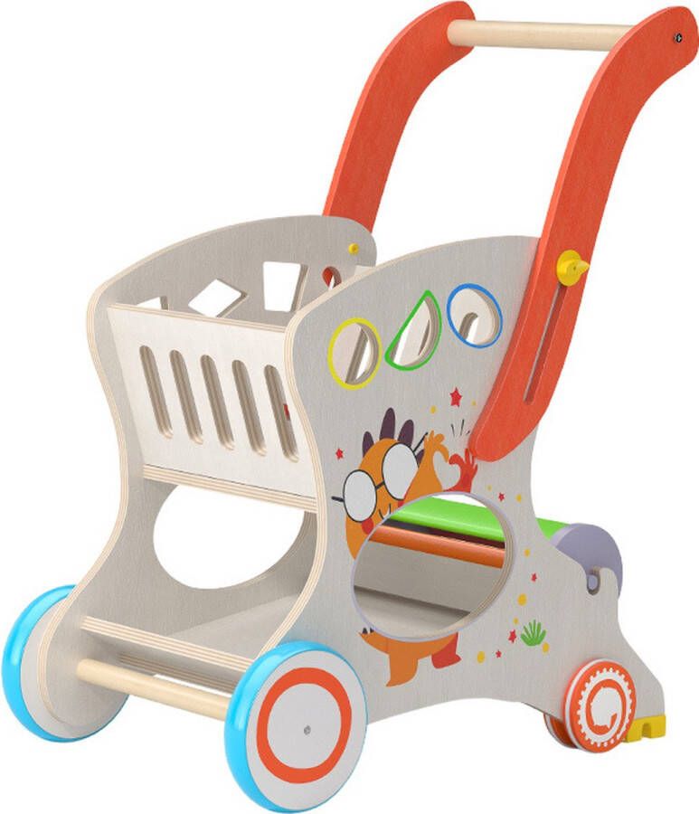 Buxibo Houten Loopwagen Loopstoeltje Baby Walker Speelgoed voor Fysieke Ontwikkeling Multicolor