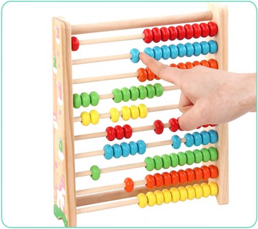 Buxibo Houten Telraam voor Rekenen Abacus Calculator Onderwijs Educatief Speelgoed Multicolor