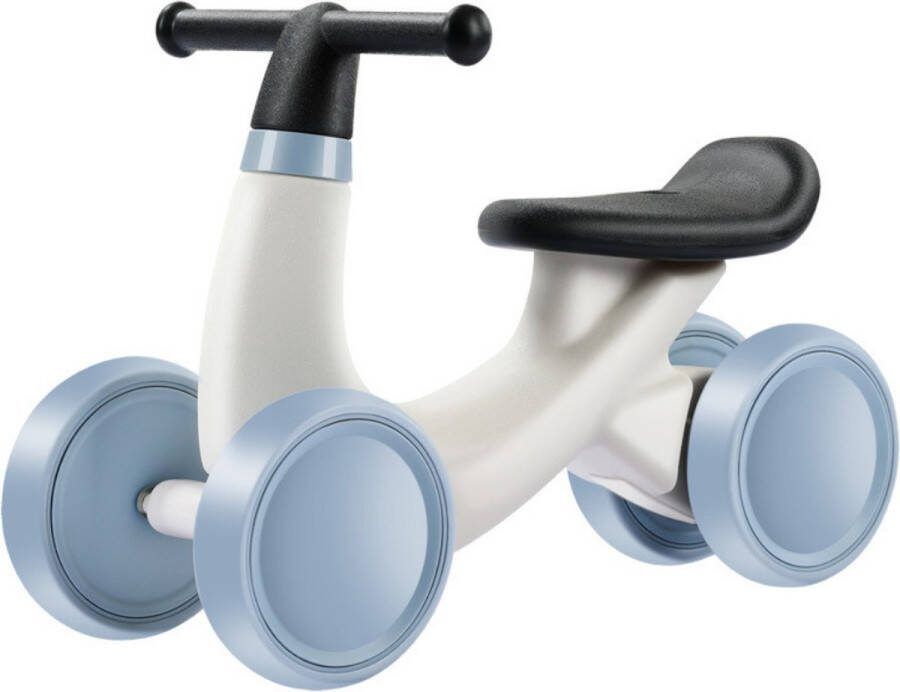Buxibo Loopfiets LEO met 4 wielen Zonder Pedalen en Trappers Buiten Speelgoed voor Jongen & Meisje 1 2 3 en 4 Jaar Blauw Wit